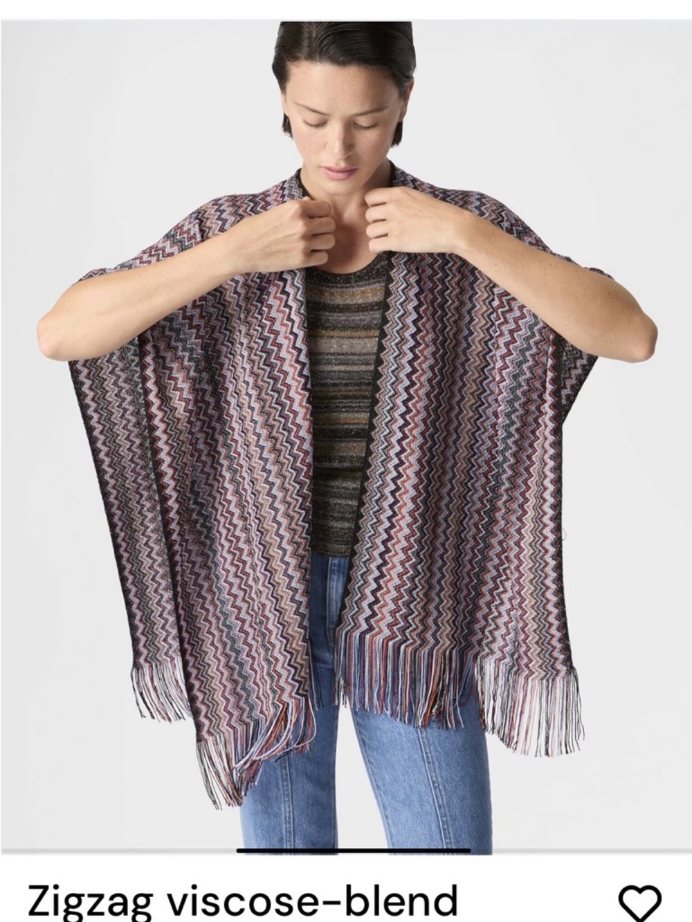 Missoni Multicolor Zigzag Fringe Cape - Picture 2 of 7